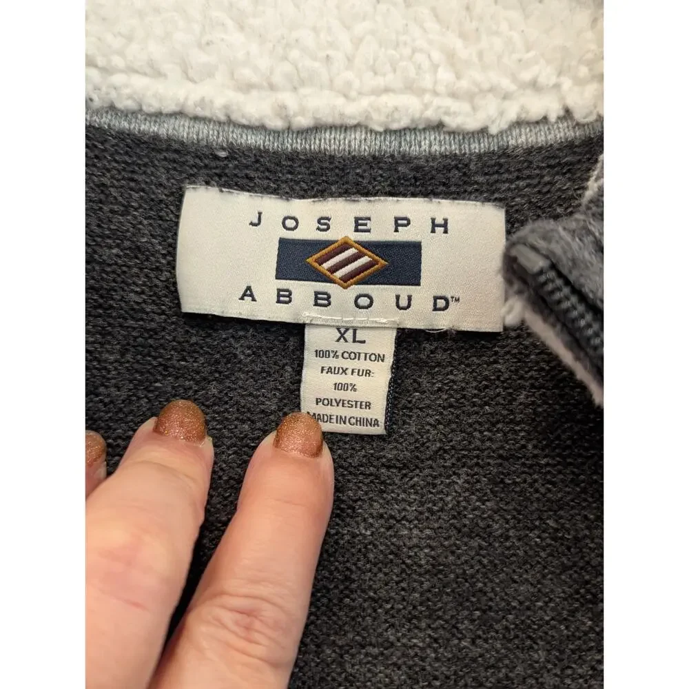 Joseph Abboud Sweater Men’s XL Grey 1/4 Zip Pullover Longsleeve Cotton Preppy